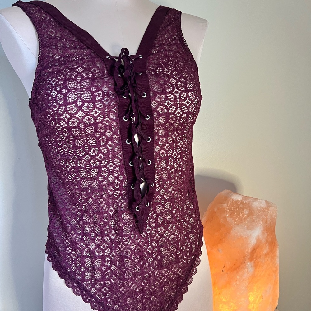 Purple Lace-Up Top